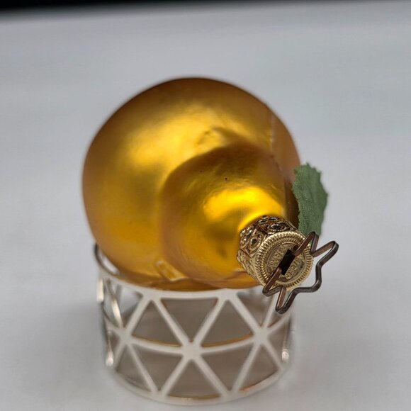 Inge Glas Pear German Glass Christmas Ornament Orange 3" - Picture 6 of 6